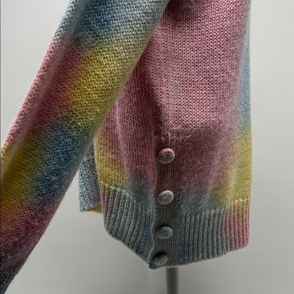 LoveShackFancy Naveen Sweater Knit Top Alpaca Wool Henley Button Rainbow Small - Picture 5 of 11